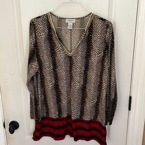 Carmen Marc Valvo Woman Gold Trim Blouse